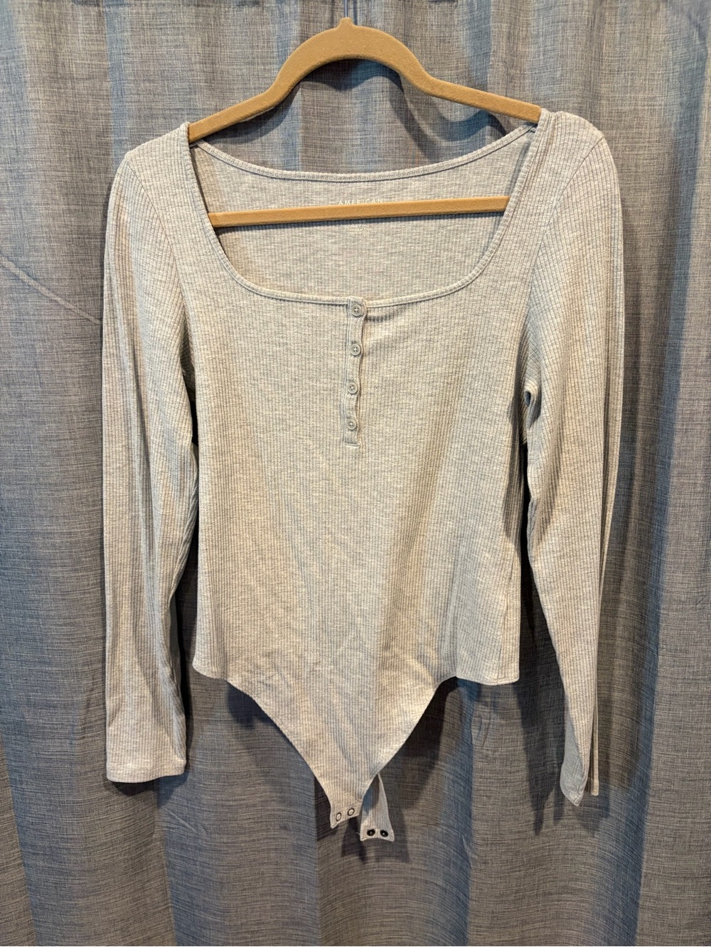 American Eagle Ribbed Long-Sleeve Henley Bodysuit
